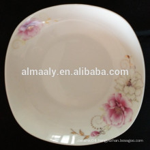 ceramic square dinner plates with golden flower